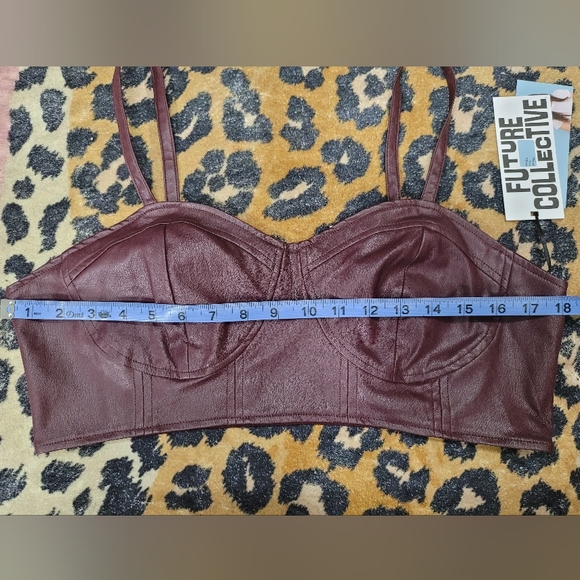 Burgundy Bralette, Faux Leather - Picture 4 of 6